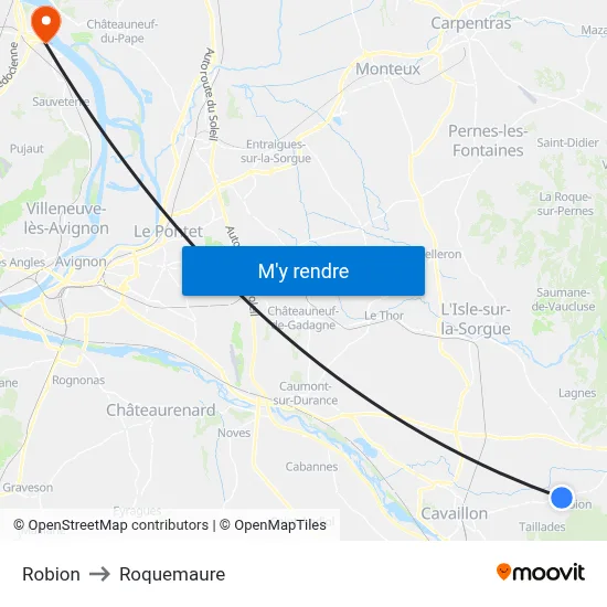 Robion to Roquemaure map