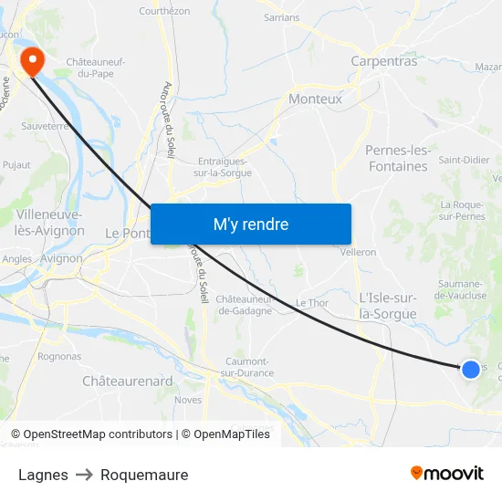 Lagnes to Roquemaure map