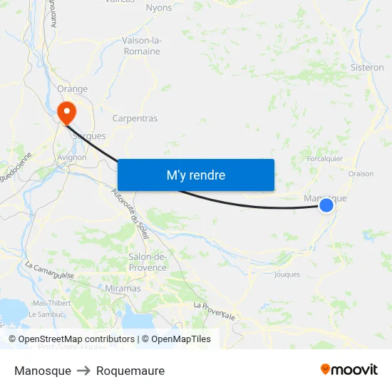 Manosque to Roquemaure map