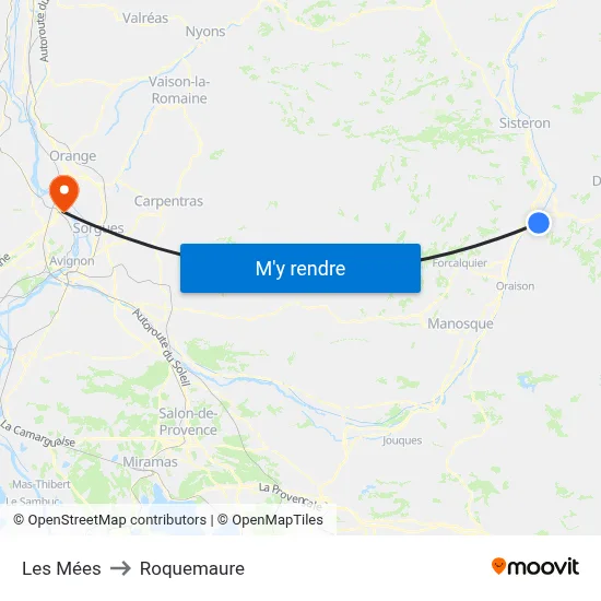 Les Mées to Roquemaure map