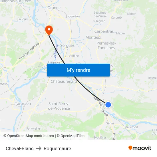 Cheval-Blanc to Roquemaure map
