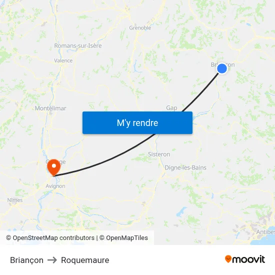 Briançon to Roquemaure map