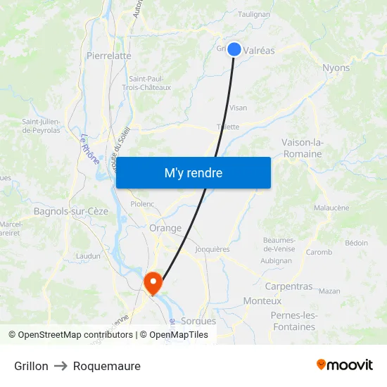 Grillon to Roquemaure map