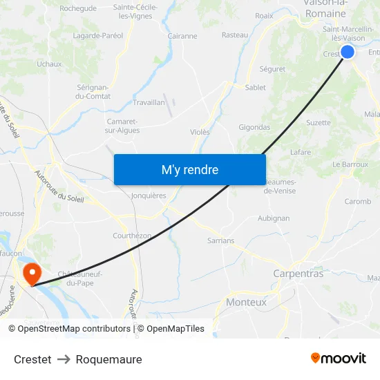 Crestet to Roquemaure map