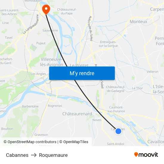 Cabannes to Roquemaure map