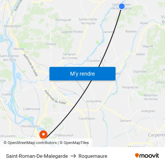 Saint-Roman-De-Malegarde to Roquemaure map