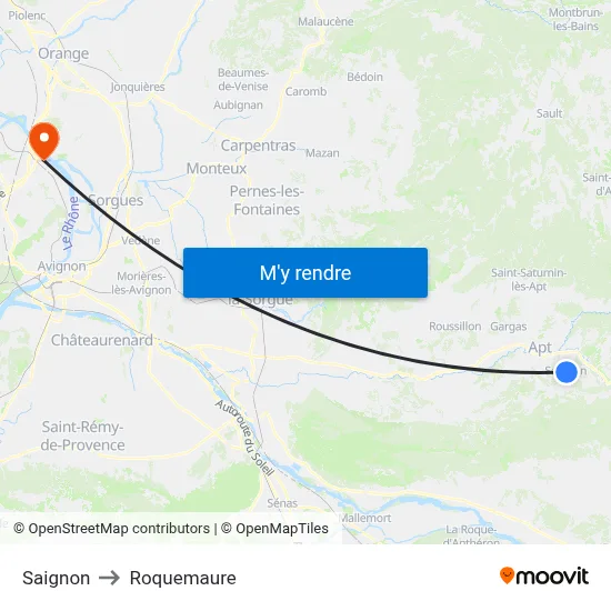 Saignon to Roquemaure map