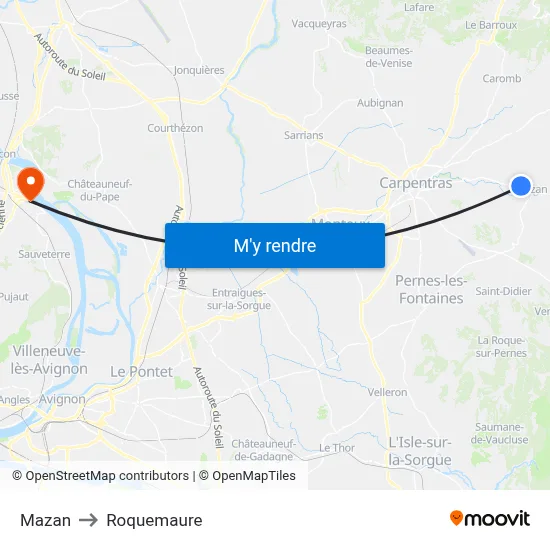 Mazan to Roquemaure map