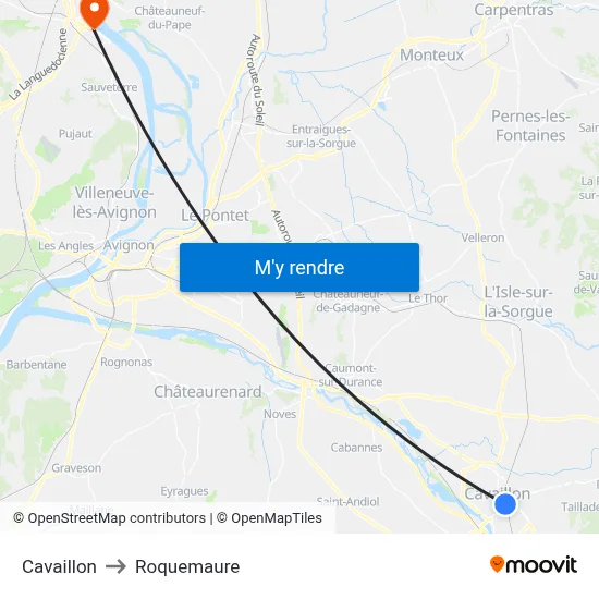 Cavaillon to Roquemaure map