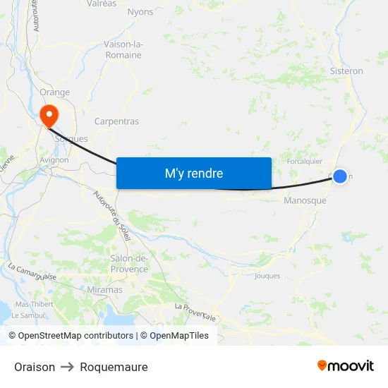 Oraison to Roquemaure map