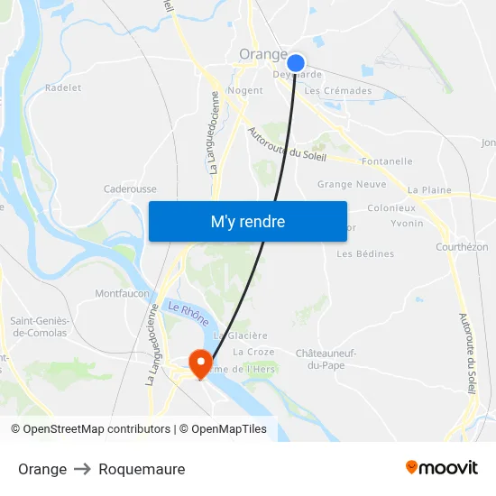 Orange to Roquemaure map