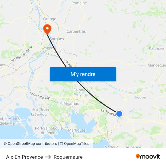 Aix-En-Provence to Roquemaure map