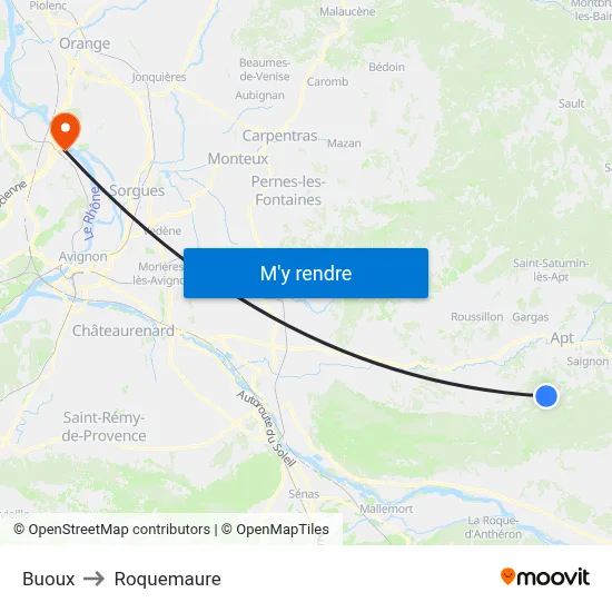 Buoux to Roquemaure map