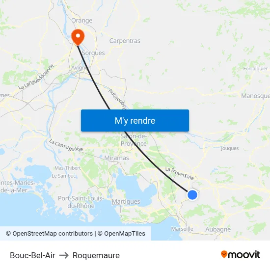 Bouc-Bel-Air to Roquemaure map