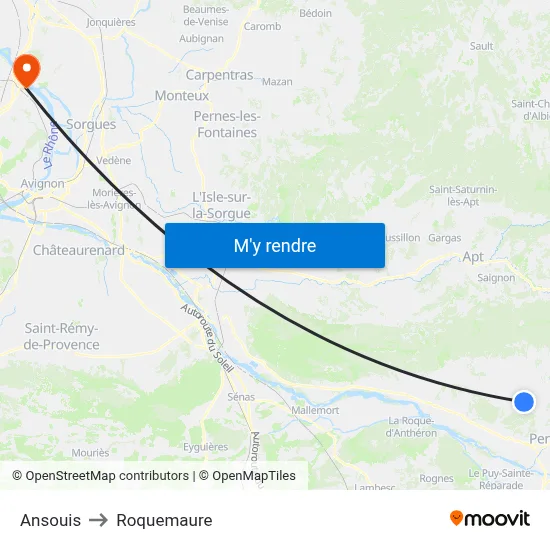 Ansouis to Roquemaure map