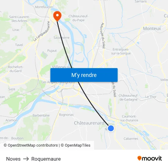 Noves to Roquemaure map
