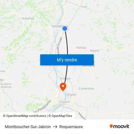 Montboucher-Sur-Jabron to Roquemaure map
