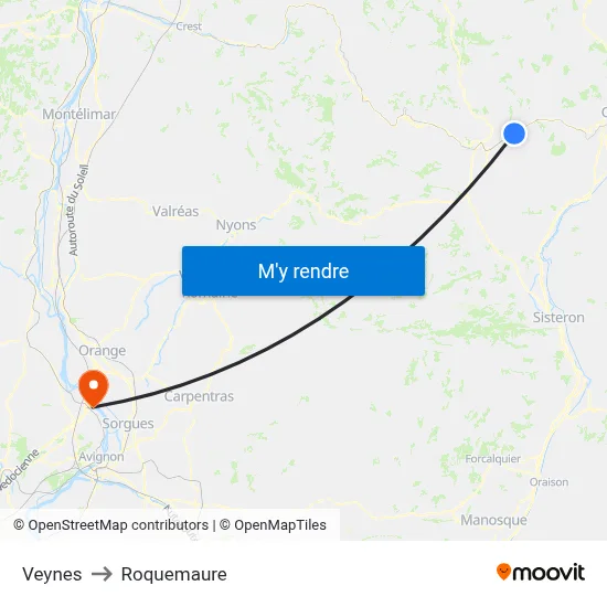 Veynes to Roquemaure map