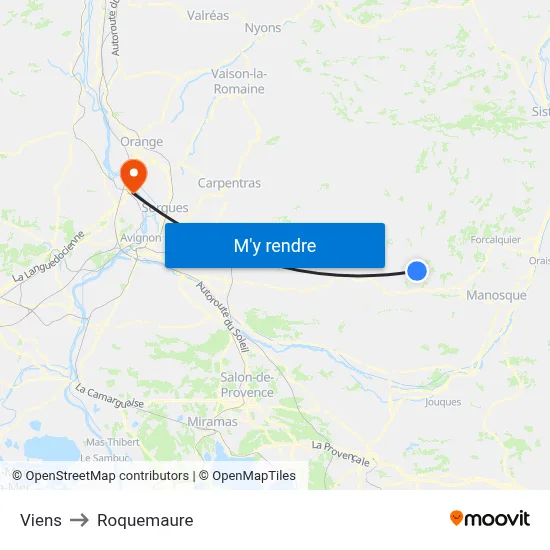 Viens to Roquemaure map