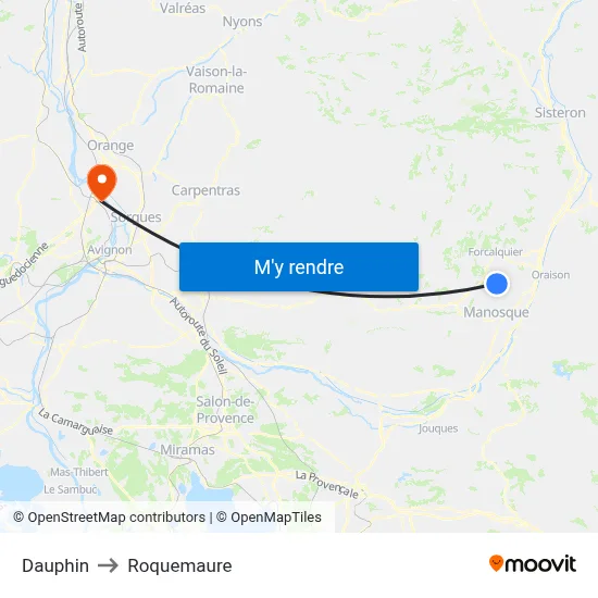 Dauphin to Roquemaure map