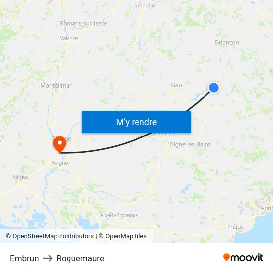 Embrun to Roquemaure map