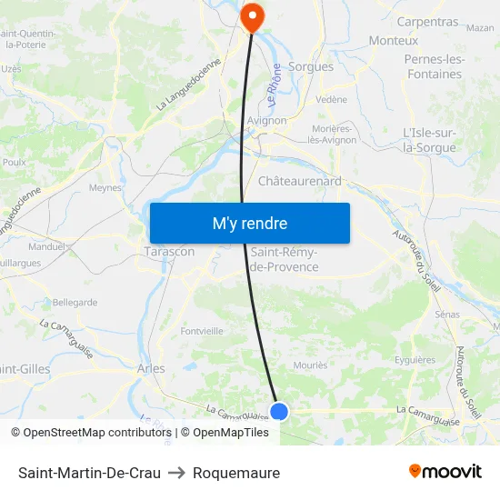 Saint-Martin-De-Crau to Roquemaure map