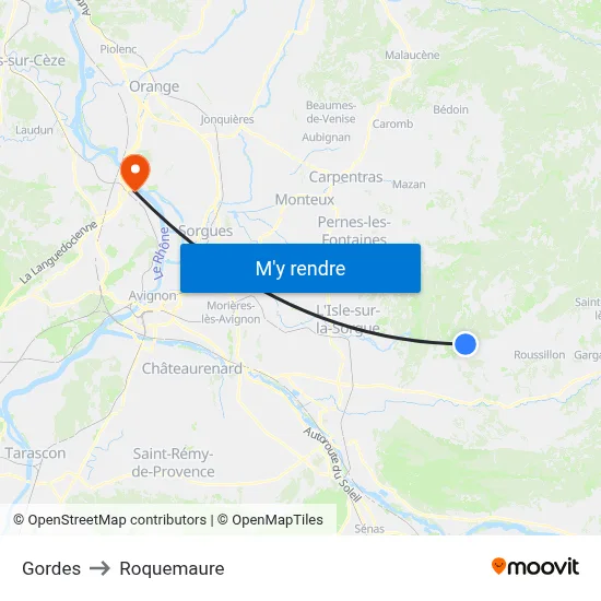 Gordes to Roquemaure map