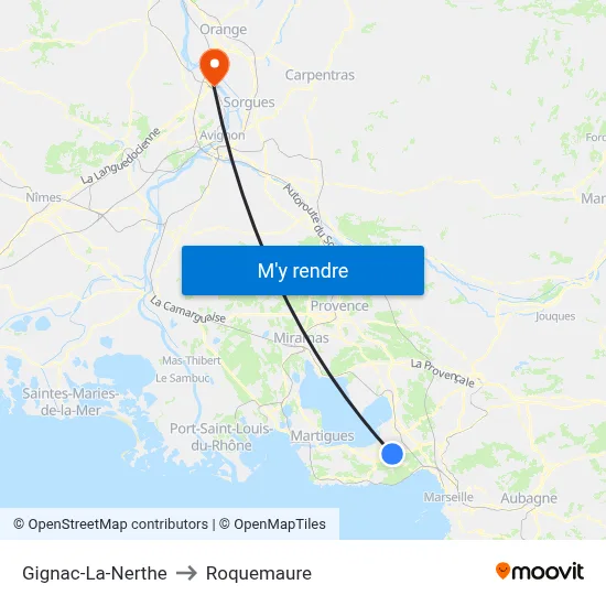 Gignac-La-Nerthe to Roquemaure map
