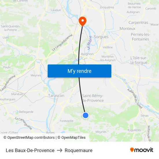Les Baux-De-Provence to Roquemaure map