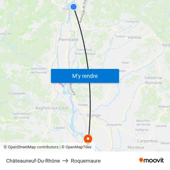 Châteauneuf-Du-Rhône to Roquemaure map