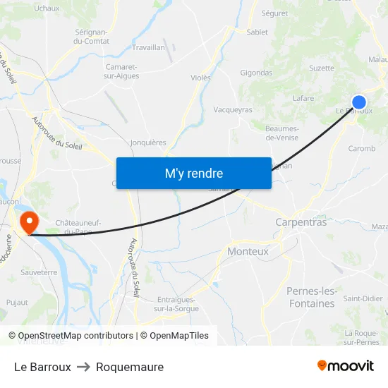 Le Barroux to Roquemaure map