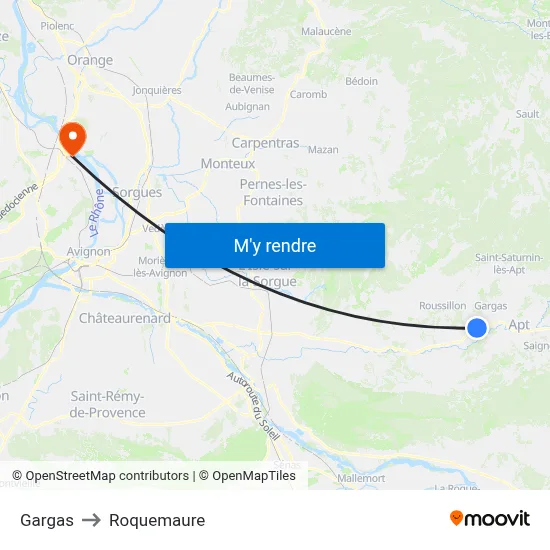 Gargas to Roquemaure map