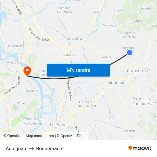 Aubignan to Roquemaure map