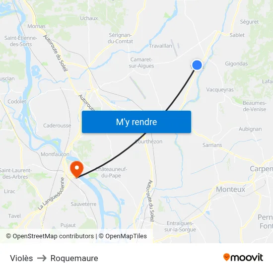 Violès to Roquemaure map