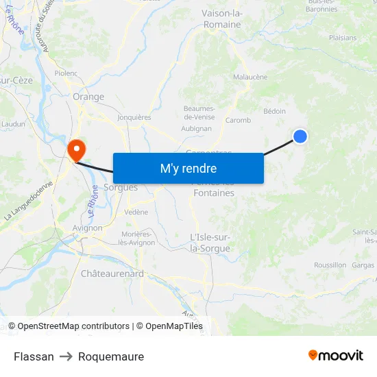 Flassan to Roquemaure map