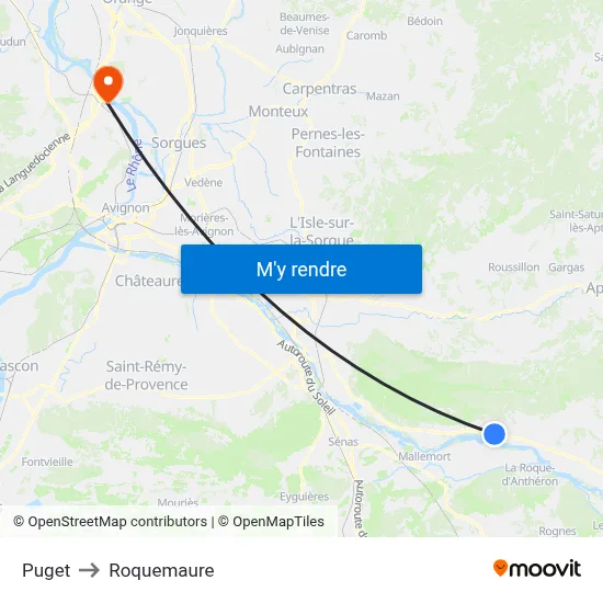 Puget to Roquemaure map