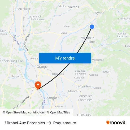 Mirabel-Aux-Baronnies to Roquemaure map