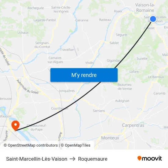 Saint-Marcellin-Lès-Vaison to Roquemaure map