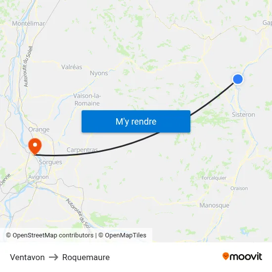 Ventavon to Roquemaure map