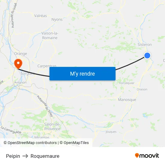 Peipin to Roquemaure map