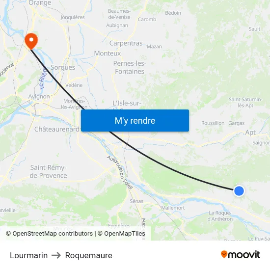 Lourmarin to Roquemaure map