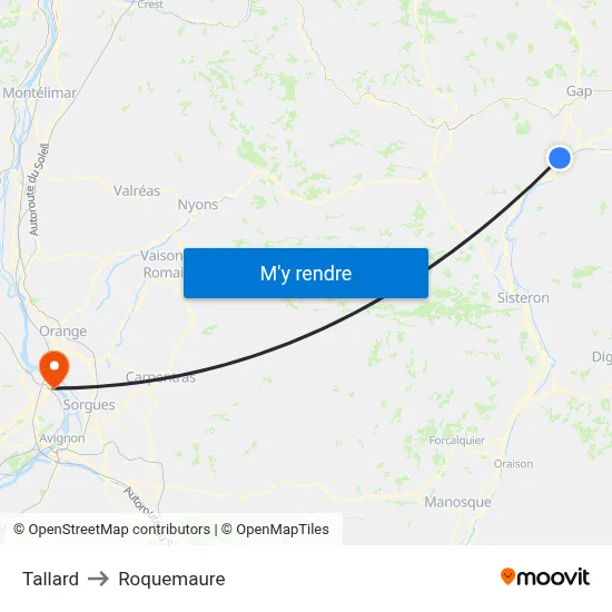 Tallard to Roquemaure map