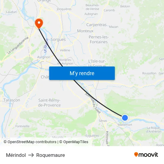 Mérindol to Roquemaure map