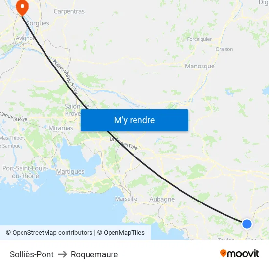 Solliès-Pont to Roquemaure map