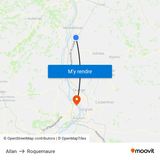 Allan to Roquemaure map