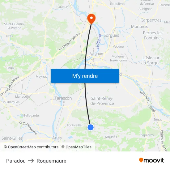 Paradou to Roquemaure map