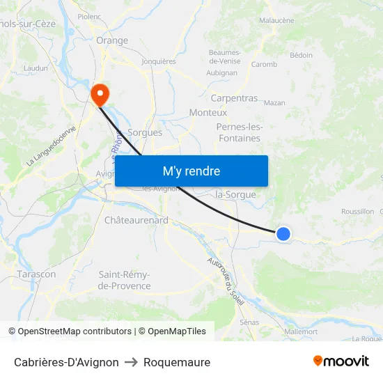Cabrières-D'Avignon to Roquemaure map