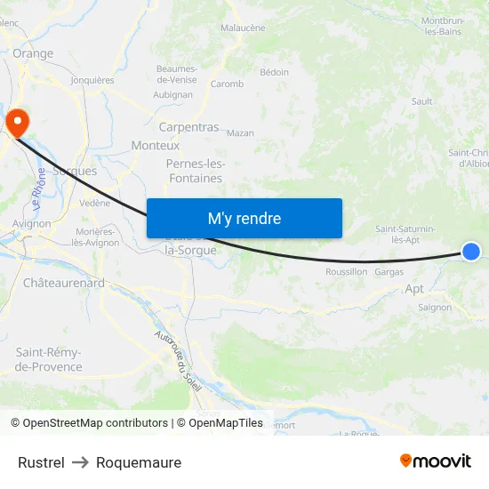 Rustrel to Roquemaure map