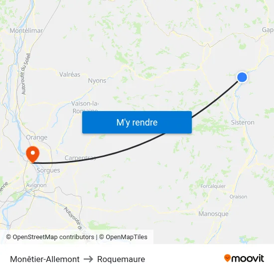 Monêtier-Allemont to Roquemaure map