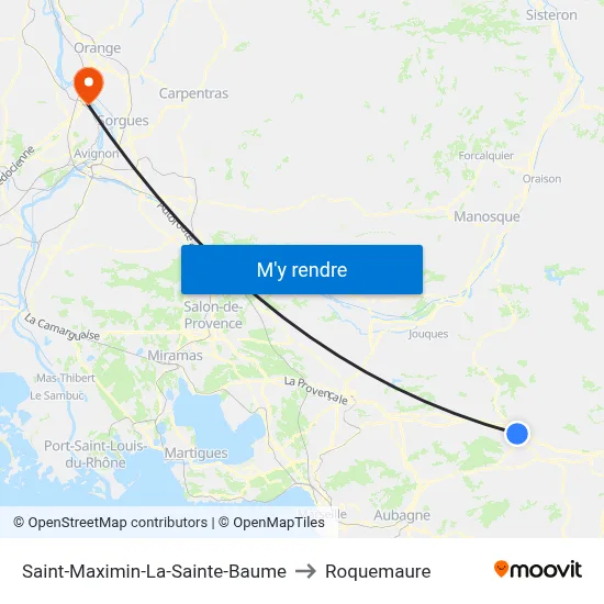 Saint-Maximin-La-Sainte-Baume to Roquemaure map